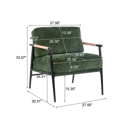 Green velvet modern accent arm chair with plush cushions and wooden arms by HouseOfZazla on Tampa Home & Garden Store