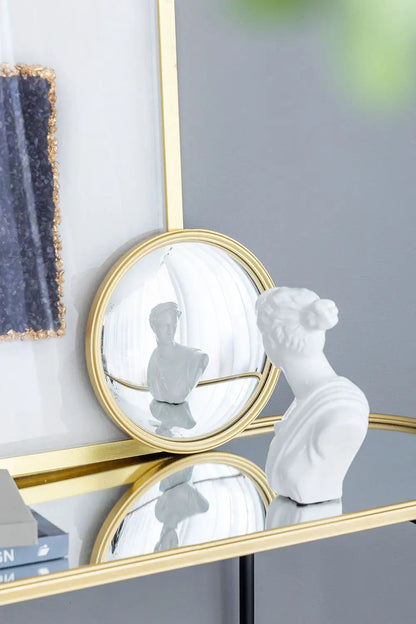 Round mirror with gold iron frame wall mirror for living room vanity entryway on Tampa Home & Garden Store