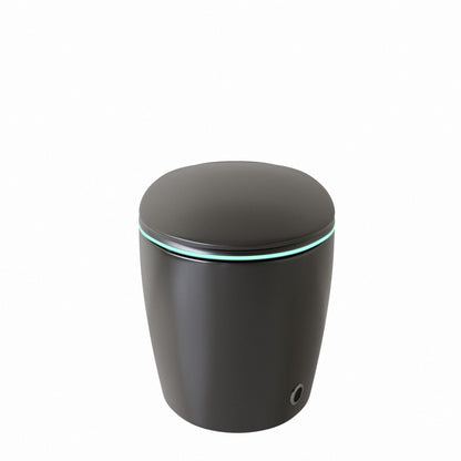 Smart toilet in matte black with cyan glow ring and side control button on Tampa Home & Garden Store