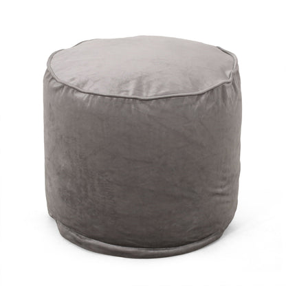 Cylinder Pouf Ottoman by HouseOfZazla in dark gray velvet with polystyrene bead filling on Tampa Home & Garden Store