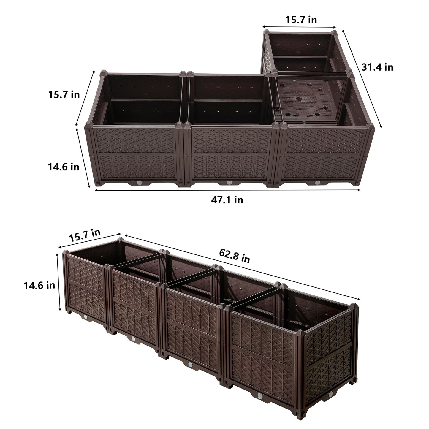 Indoor Outdoor Rectangular Planter Box and Kit