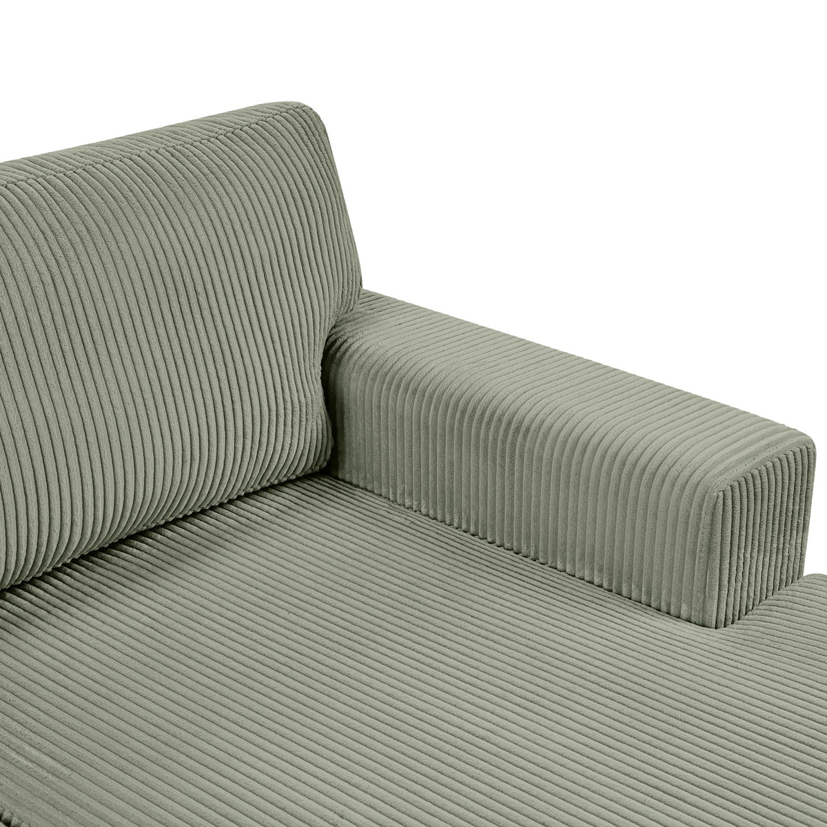 Oversized Sectional U-Shaped Sofa With Chaise Lounge olive green corduroy ribbed fabric close-up on Tampa Home & Garden Store
