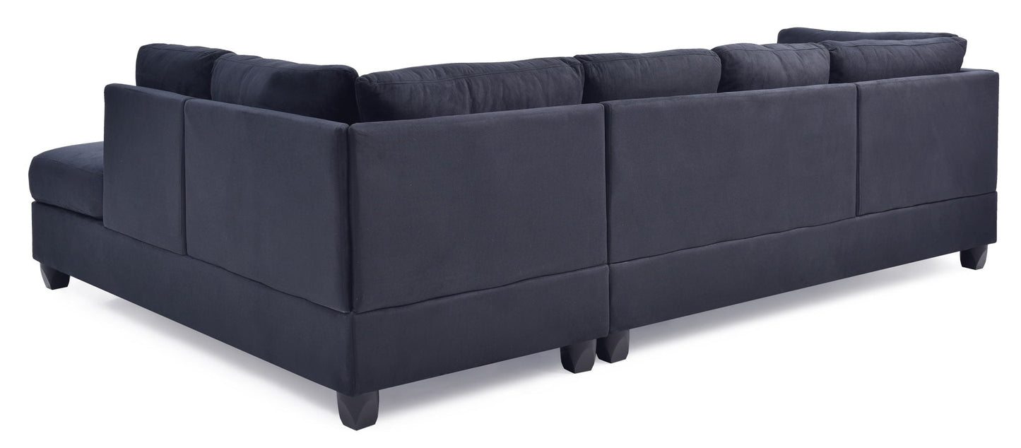 Malone Comfort Sectional navy blue fabric with plush back cushions on Tampa Home & Garden Store