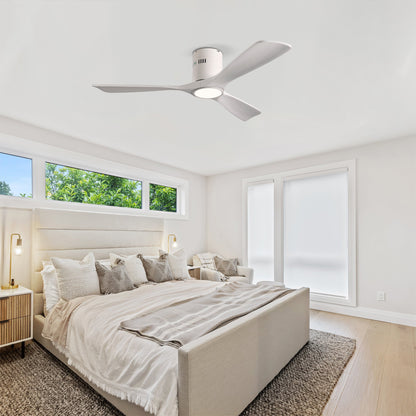 52 Inch solid wood ceiling fan with light kit by HouseOfZazla, white finish, three blades on Tampa Home & Garden Store