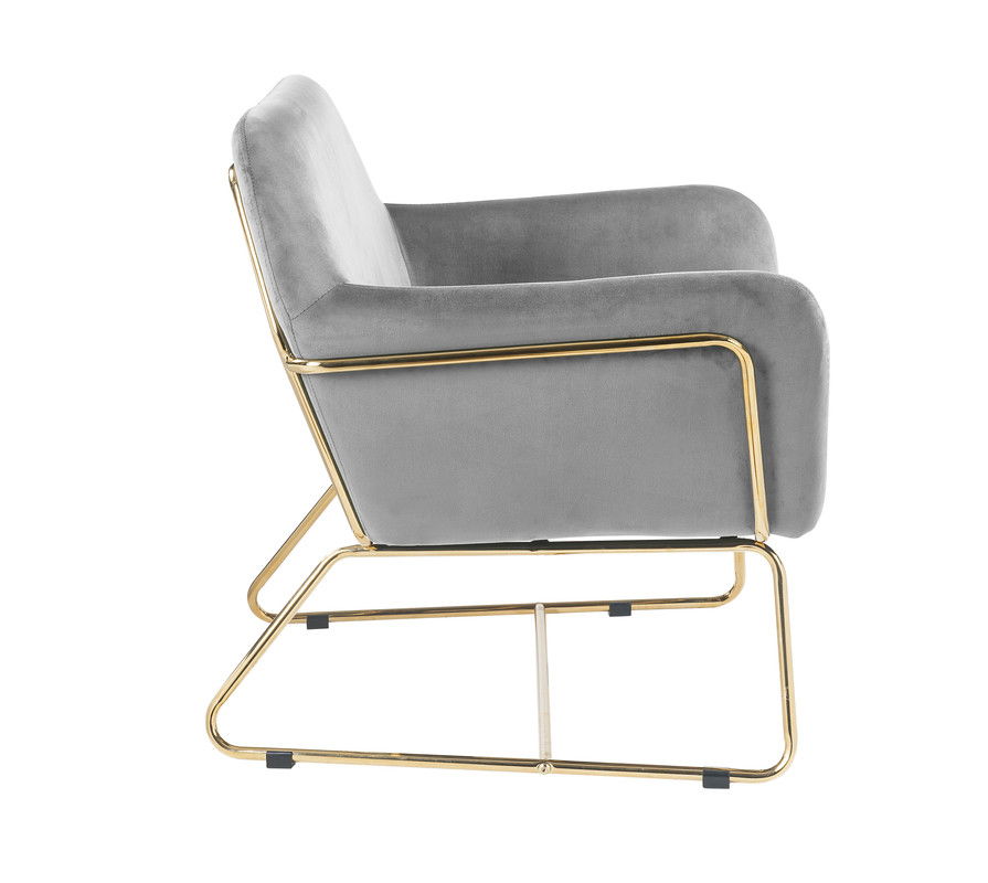 Keira Accent Chair gray velvet with gold metal frame base HouseOfZazla on Tampa Home & Garden Store