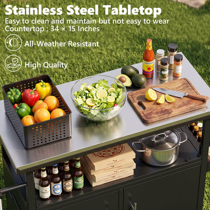 Durable Outdoor Grill Cart and Steel Table Top