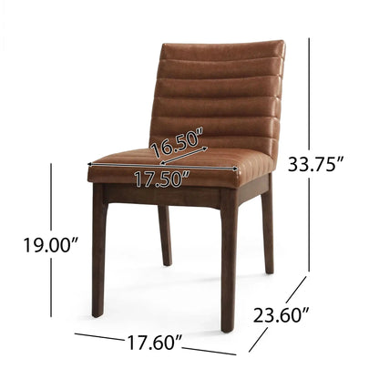 Upholstered brown dining chairs set of 2 with padded back and seat, wood legs on Tampa Home & Garden Store