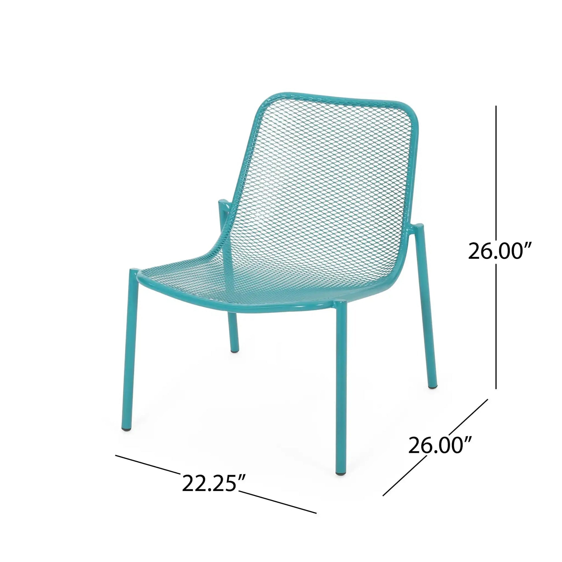 Outdoor Iron Chair With Mesh Design teal finish by HouseOfZazla, outdoor dining chair on Tampa Home & Garden Store