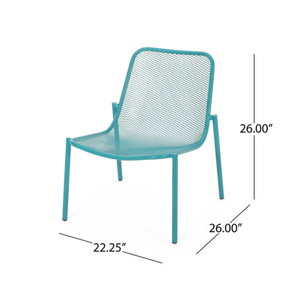Outdoor Iron Chair With Mesh Design teal finish by HouseOfZazla, outdoor dining chair on Tampa Home & Garden Store