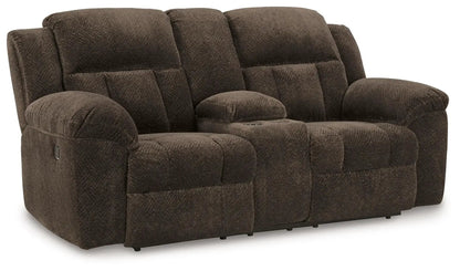 Frohn double reclining loveseat with console in brown fabric by Unique Piece Furniture on Tampa Home & Garden Store
