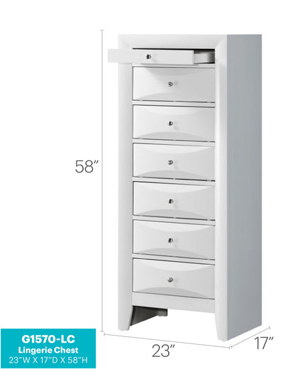 7-drawer lingerie chest by HouseOfZazla in white with chrome knobs, 23W x 17D x 58H on Tampa Home & Garden Store