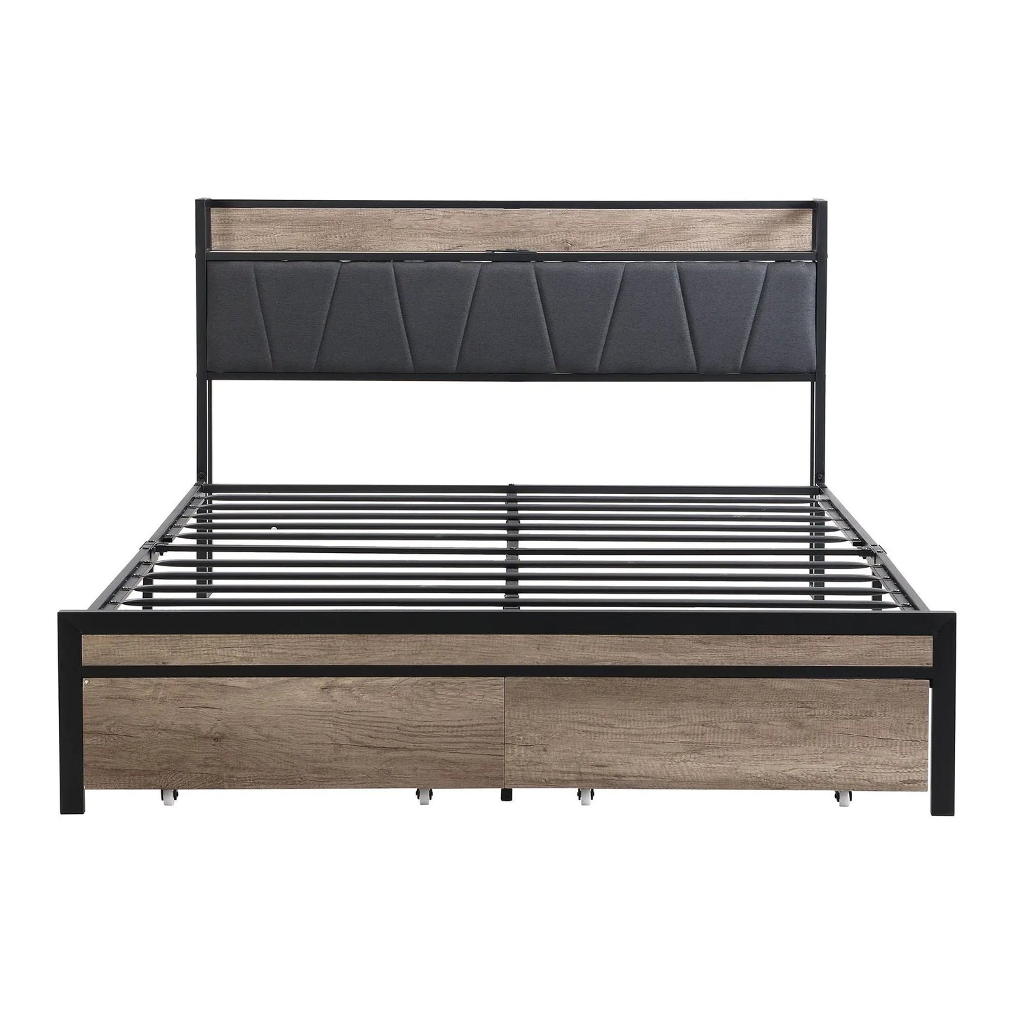 Led Bed Frame With Usb Charging and Storage