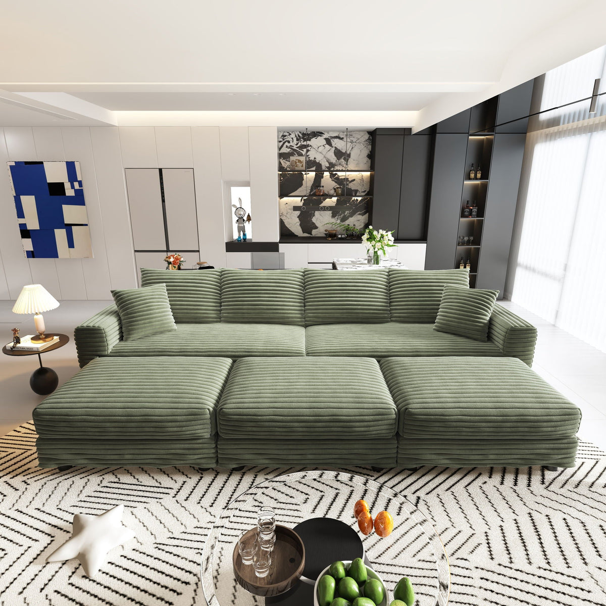 Convertible Sofa With Deep Seat and Pillows