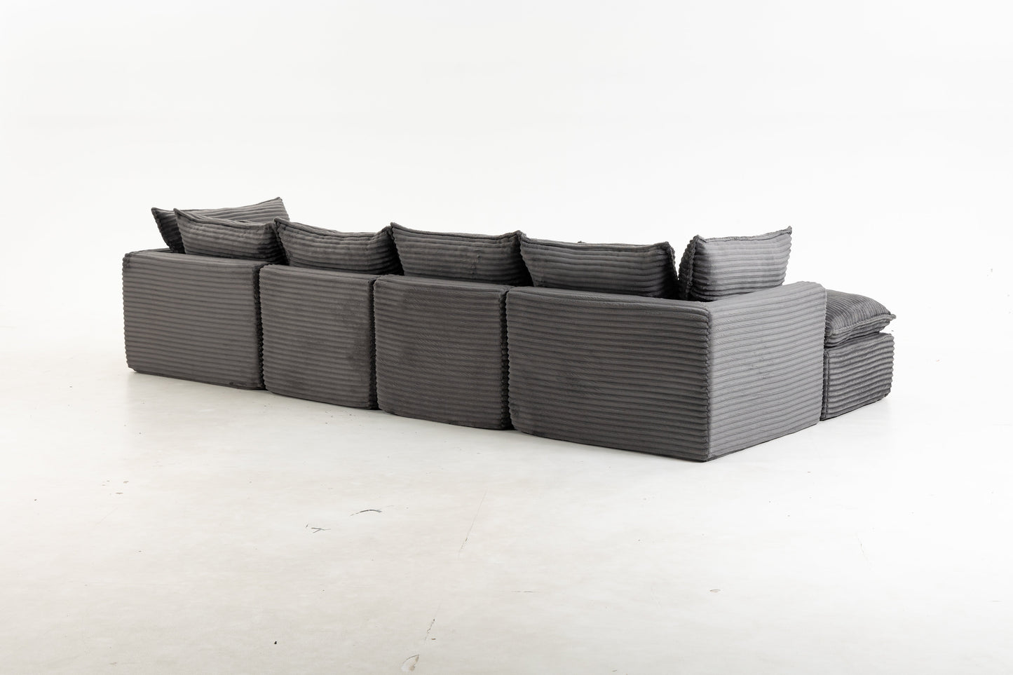 Cloud Couch 129.8in Width Modular Sectional Sofa in gray ribbed fabric by HouseOfZazla on Tampa Home & Garden Store