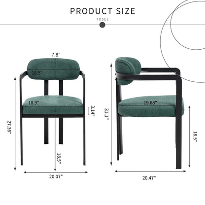 Dining Arm Chairs Set of 2 with Matte Metal Legs
