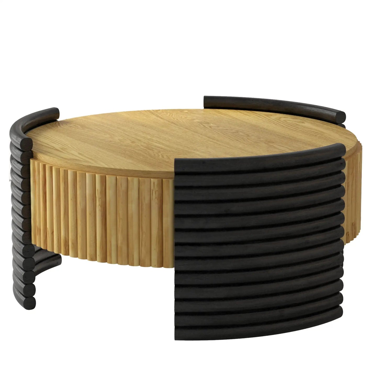 Modern Striped Coffee Table With Flip Top Storage
