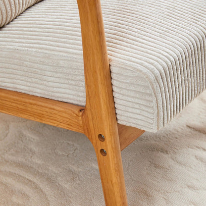 Accent Arm Chair with beige corduroy upholstery and wood legs by Unique Piece Furniture on Tampa Home & Garden Store