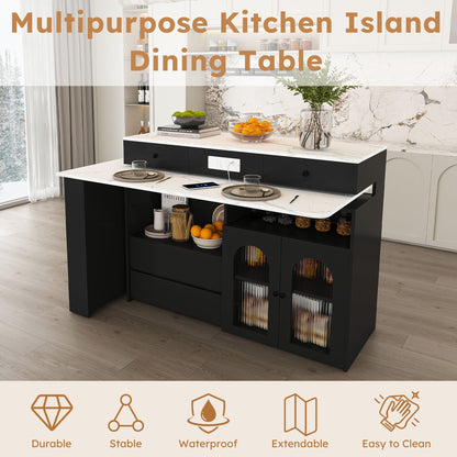 Kitchen Island with Extendable Rotating Table