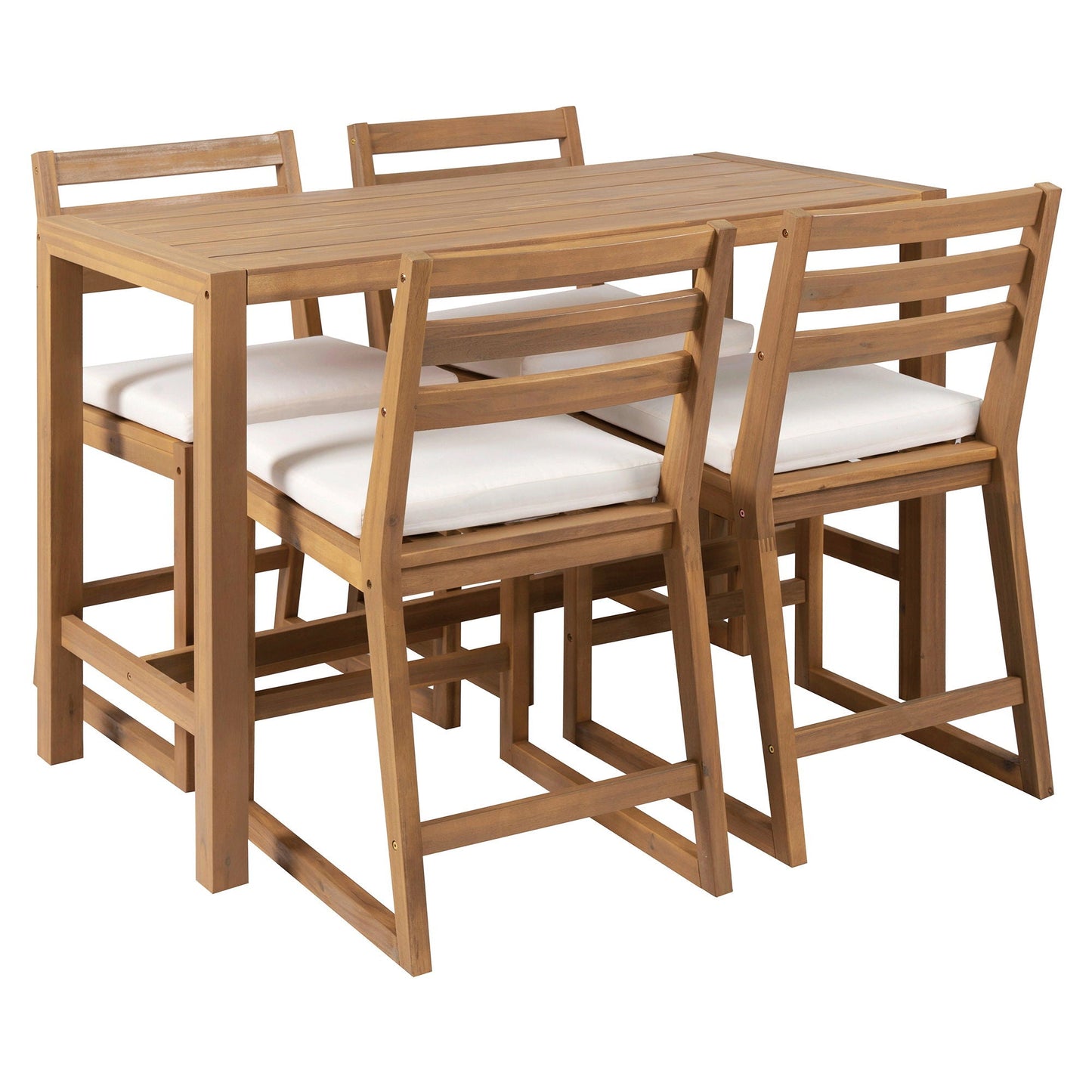 Patio bar set with ergonomic chairs in natural wood 5-piece furniture set HouseOfZazla on Tampa Home & Garden Store