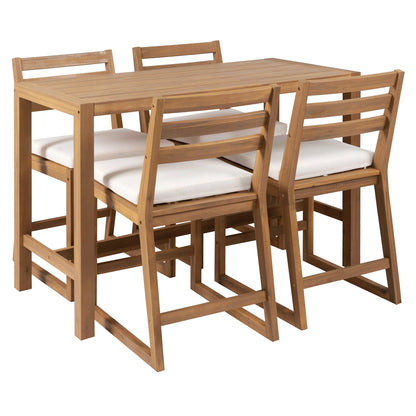 Patio bar set with ergonomic chairs in natural wood 5-piece furniture set HouseOfZazla on Tampa Home & Garden Store