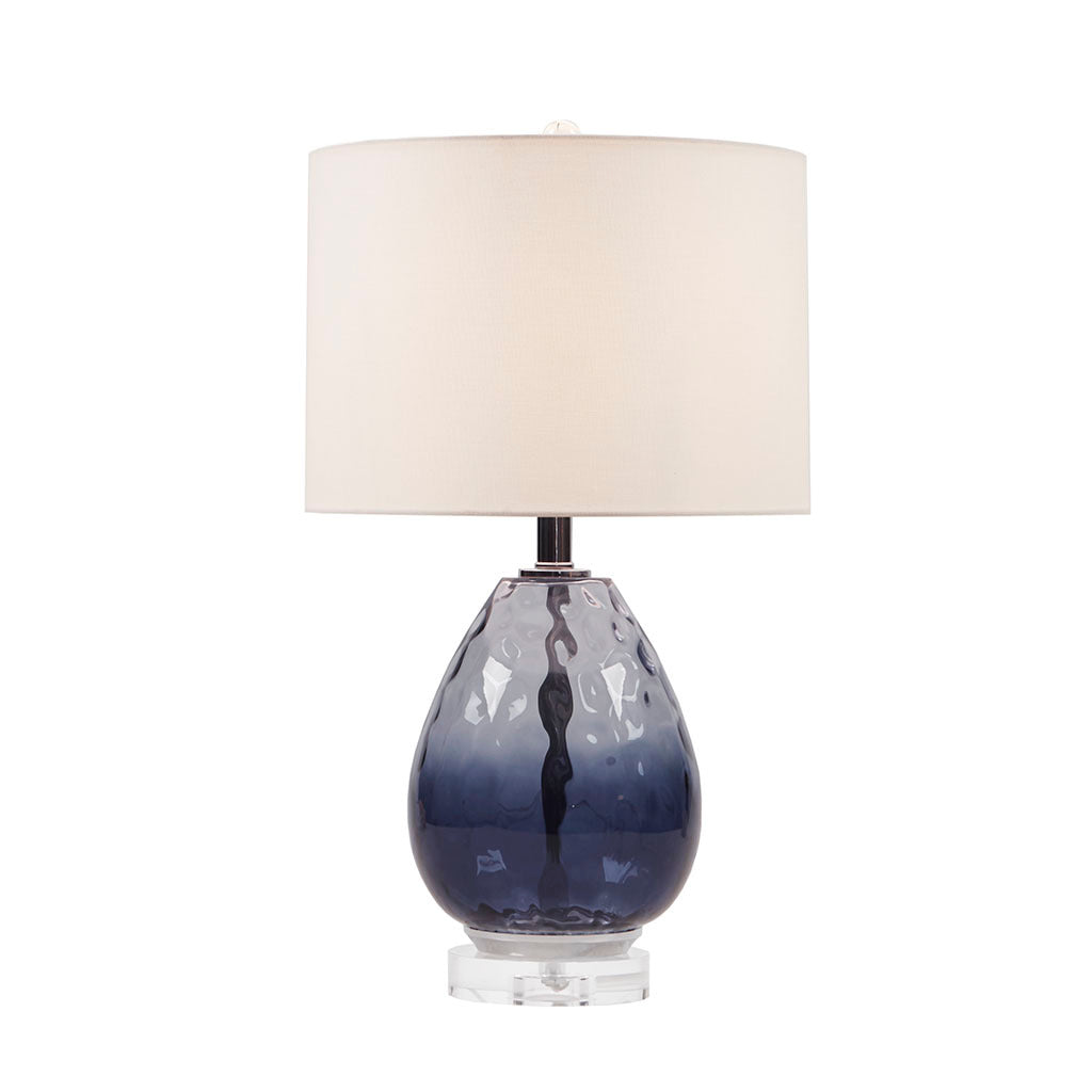 Ombre Glass Table Lamp navy blue gradient glass base with cream fabric shade by HouseOfZazla on Tampa Home & Garden Store