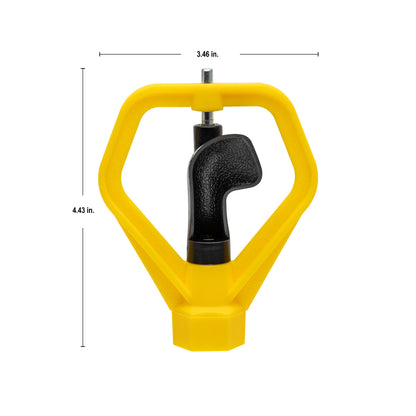 Orbit Irrigation 1/2-in FPT spinning head sprinkler with yellow frame and black adjustment knob on Tampa Home & Garden Store