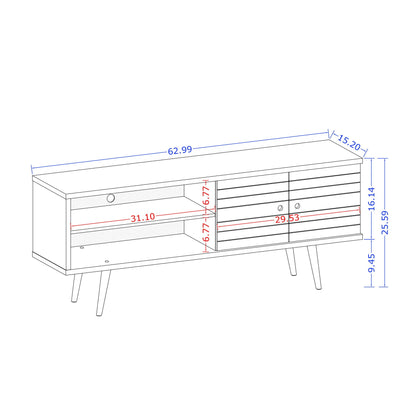 63in TV stand blueprint with solid wood legs and hidden storage compartments on Tampa Home & Garden Store