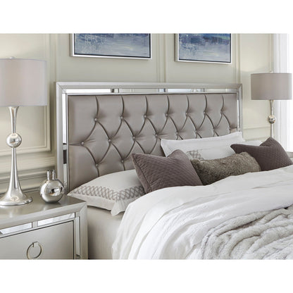 Chloe - Elegant Design Bed panel bed with tufted grey headboard and chrome frame by HouseOfZazla on Tampa Home & Garden Store
