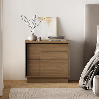 HouseOfZazla modern nightstand with push-to-open drawers in light brown wood on Tampa Home & Garden Store