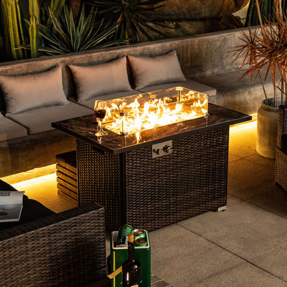 44' Propane Gas Fire Pit Table with Tile Top and Wicker Base by HouseOfZazla on Tampa Home & Garden Store