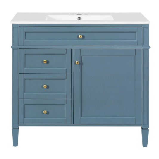 Bathroom vanity with top sink, blue 2-drawers and tip-out drawer Unique Piece Furniture on Tampa Home & Garden Store