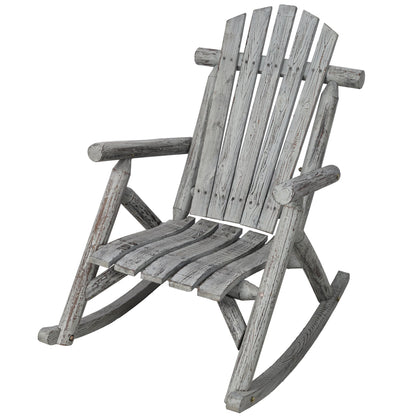 Durable Fir Log Rocking Chair, weathered gray wooden porch rocker HouseOfZazla on Tampa Home & Garden Store