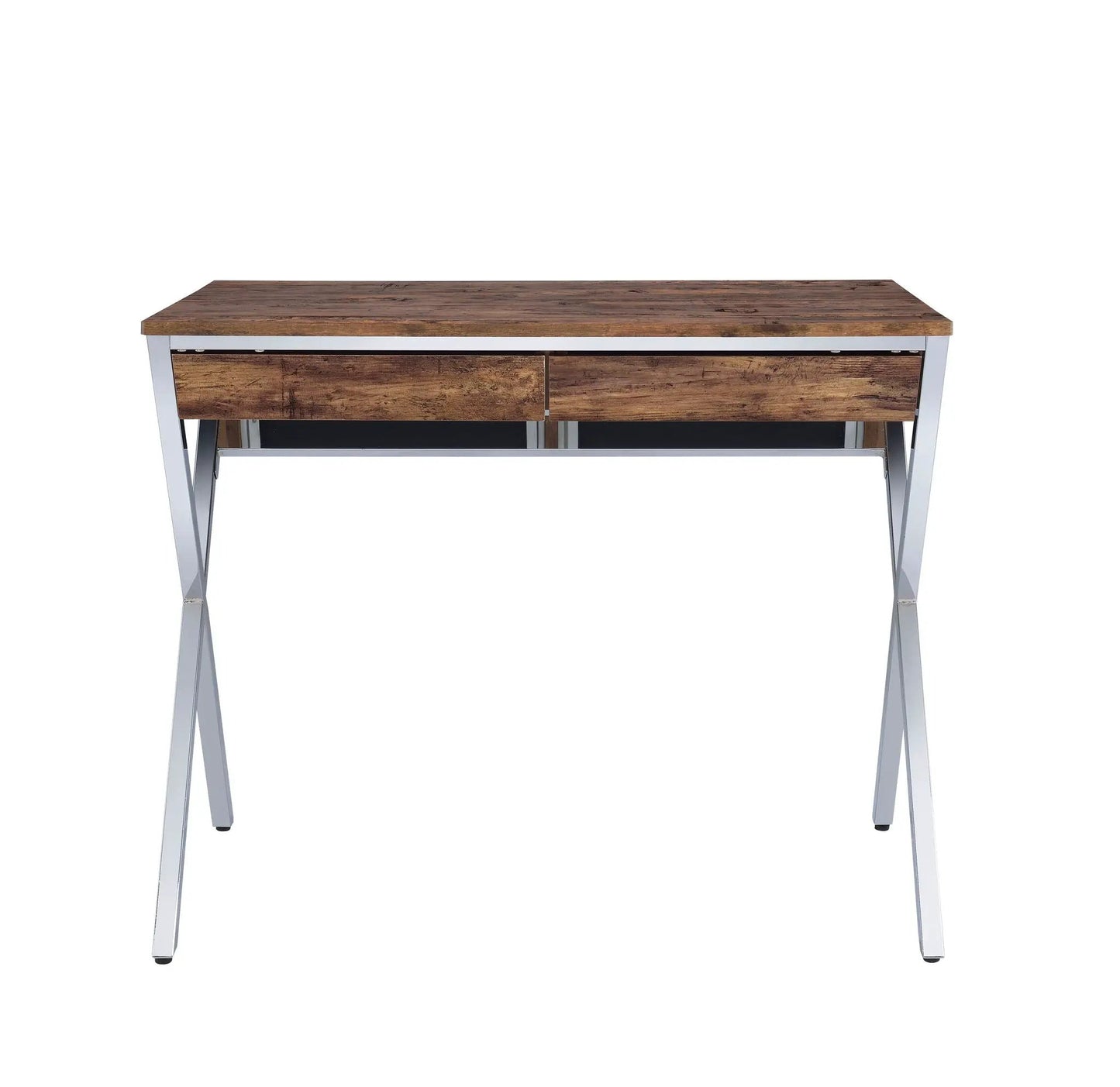 Weathered Oak Writing Desk with Chrome Legs