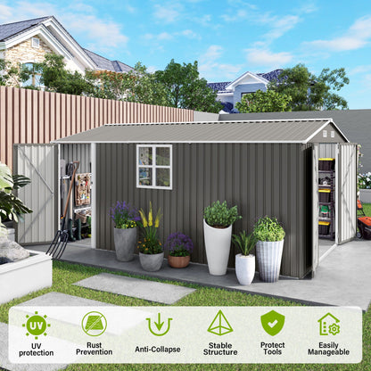 Outdoor Metal Storage Shed With Lockable Doors