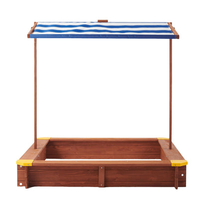 Large Outdoor Wooden Sandbox With Canopy