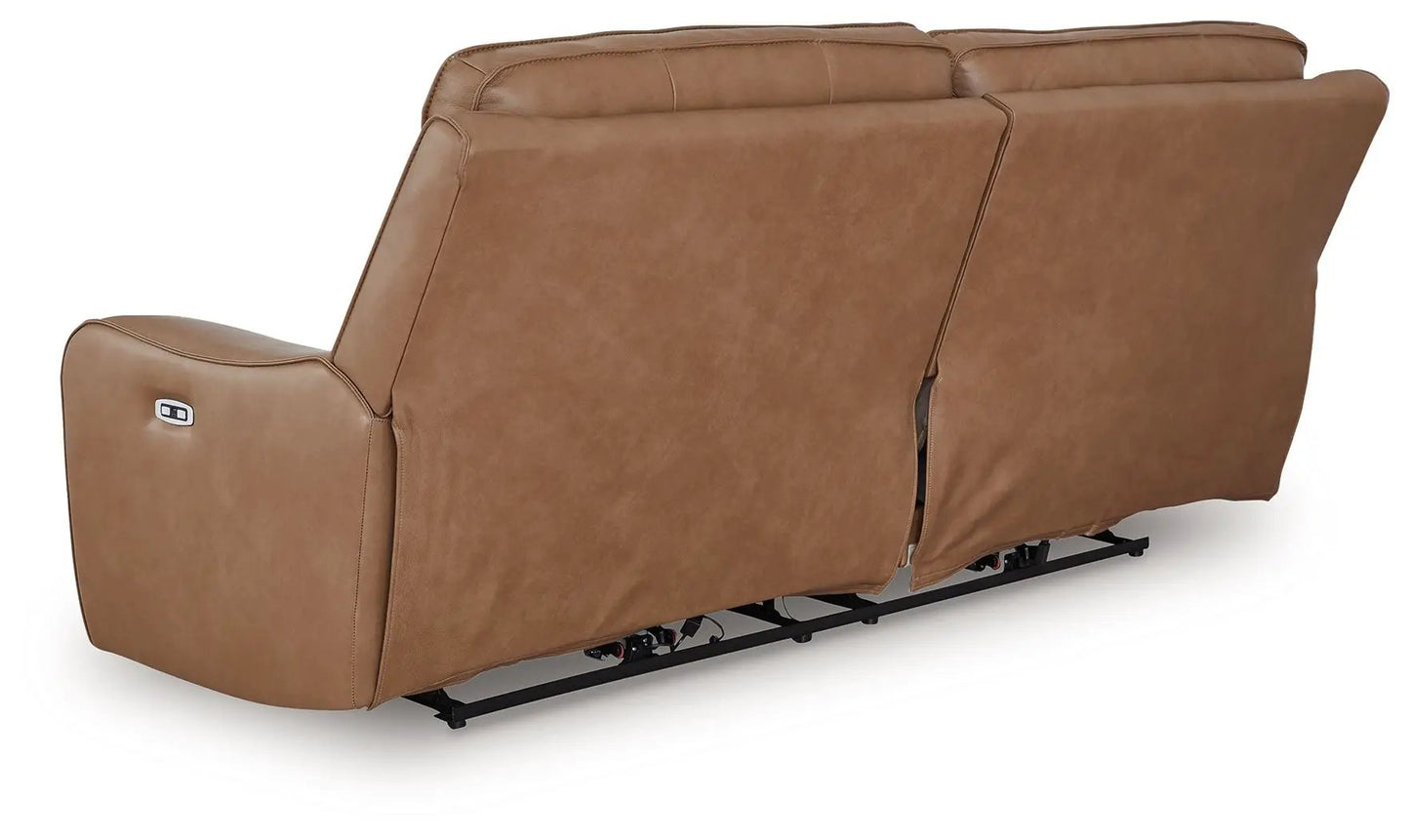 DeepWakes 2-Seat Power Reclining Sofa with Adjustable Headrest, brown bonded leather by Unique on Tampa Home & Garden Store