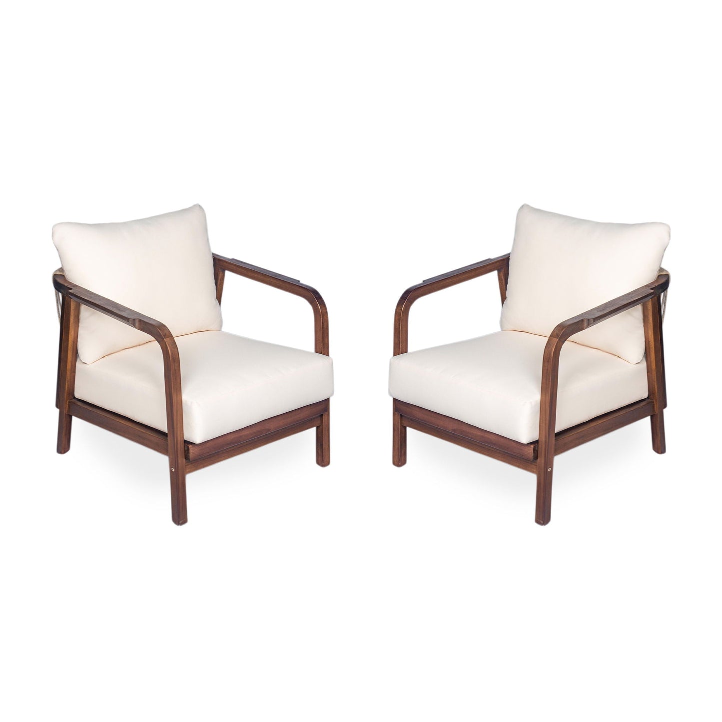 Solid Wood Lounge Chair With Woven Backrest