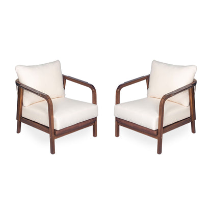 Solid Wood Lounge Chair With Woven Backrest