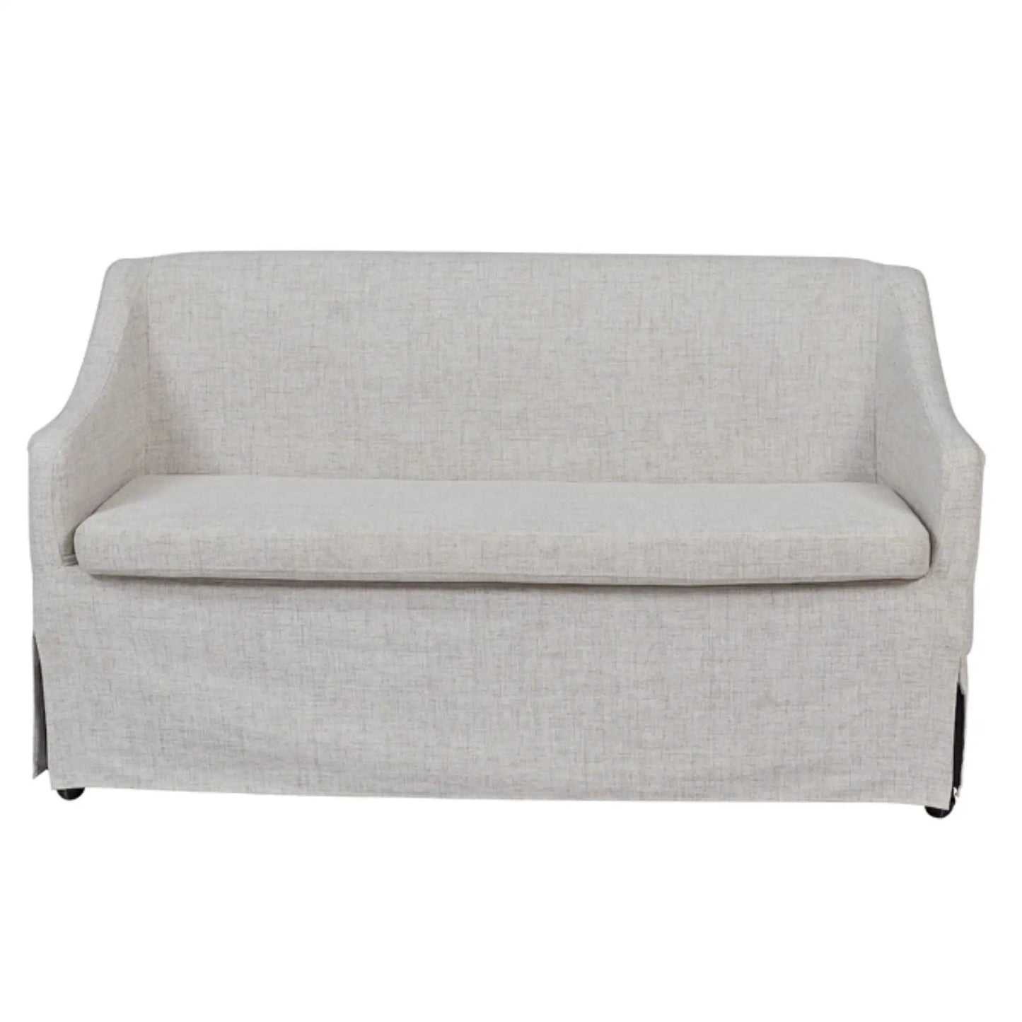 Slip Covered Settee with Casters in Beige