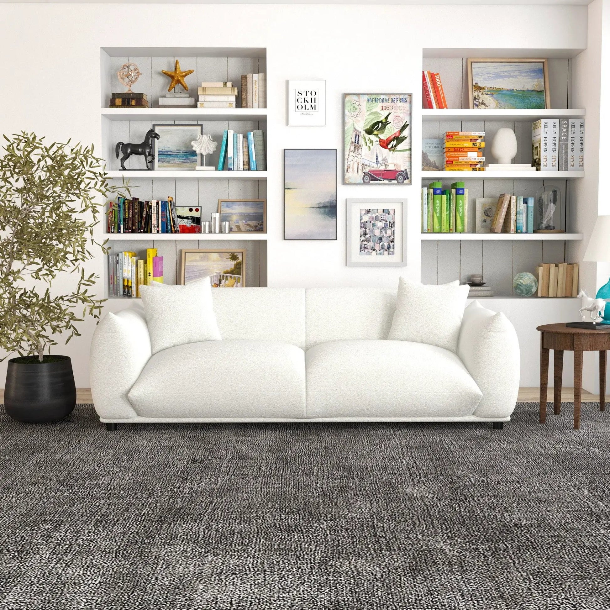 Emma - Mid-Century Modern Sofa white upholstery stationary sofa by Unique Piece Furniture on Tampa Home & Garden Store