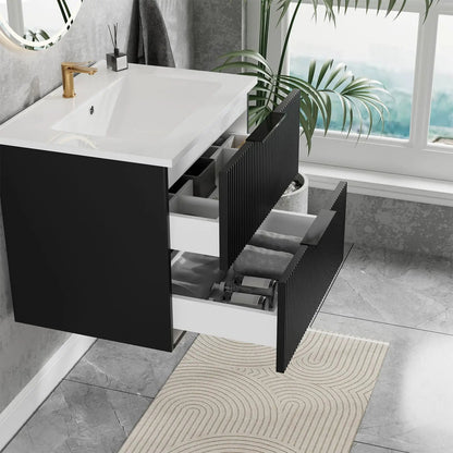 Floating Wall Mounted Vanity Sink and Drawers