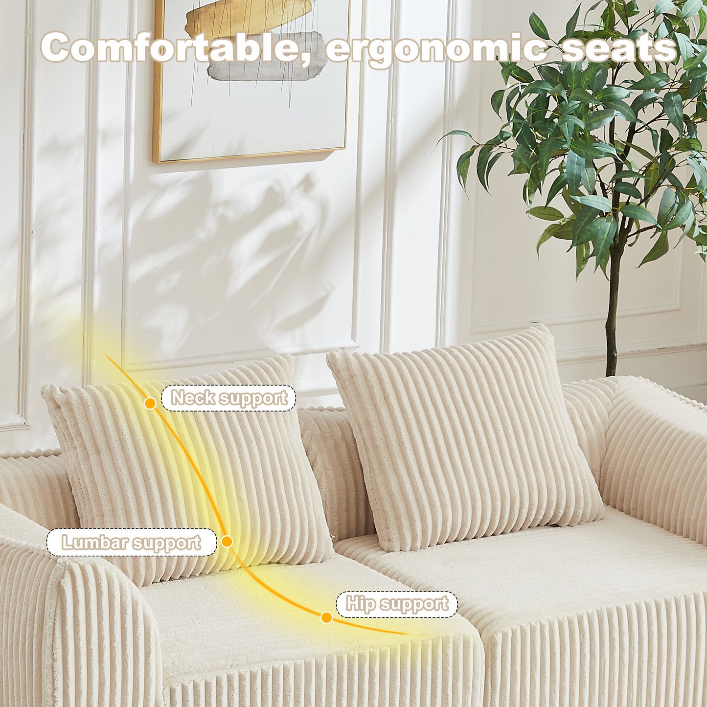 Minimalist Corduroy Sofa and a Curved Back
