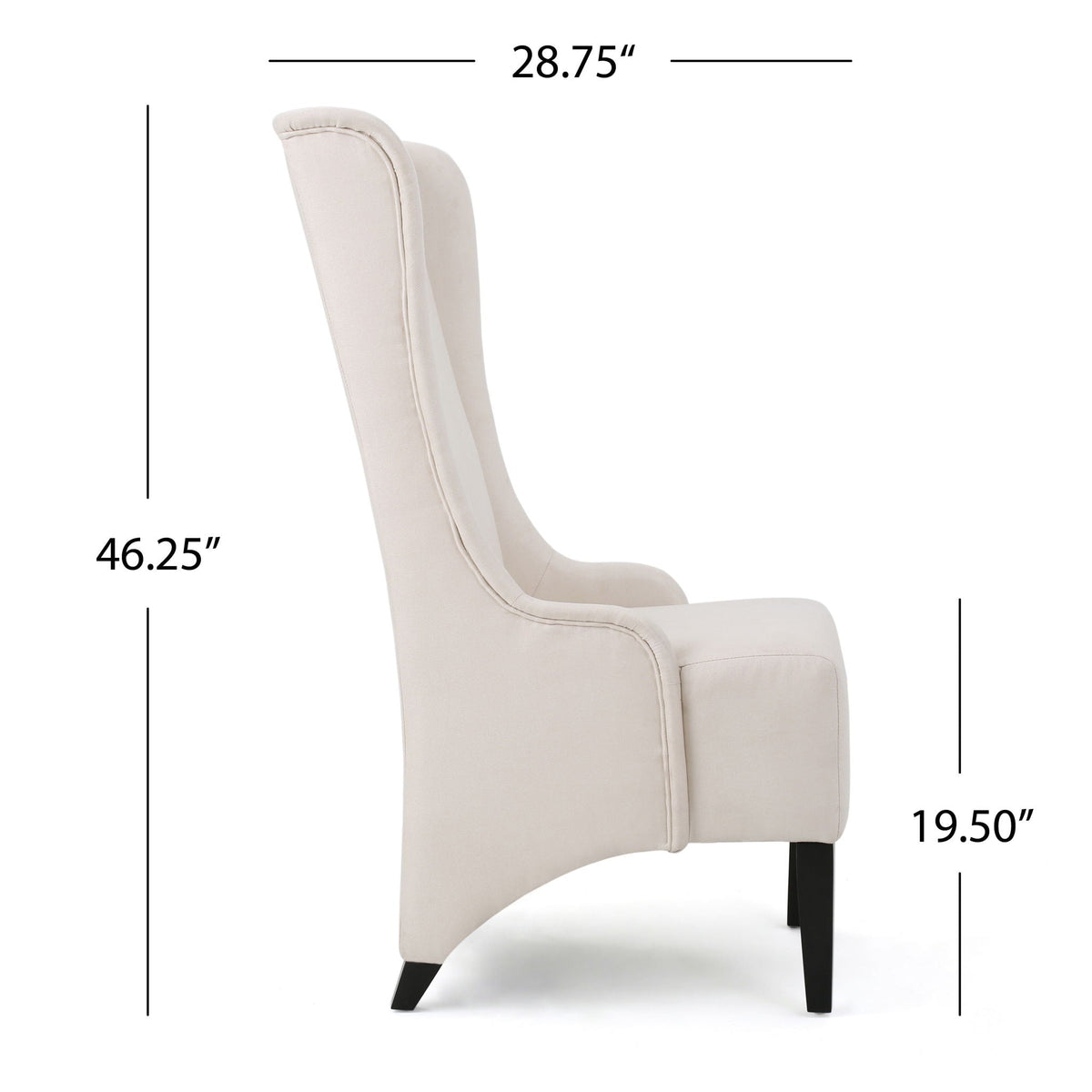 Upholstered dining chair beige fabric with high back and birch wood legs HouseOfZazla on Tampa Home & Garden Store