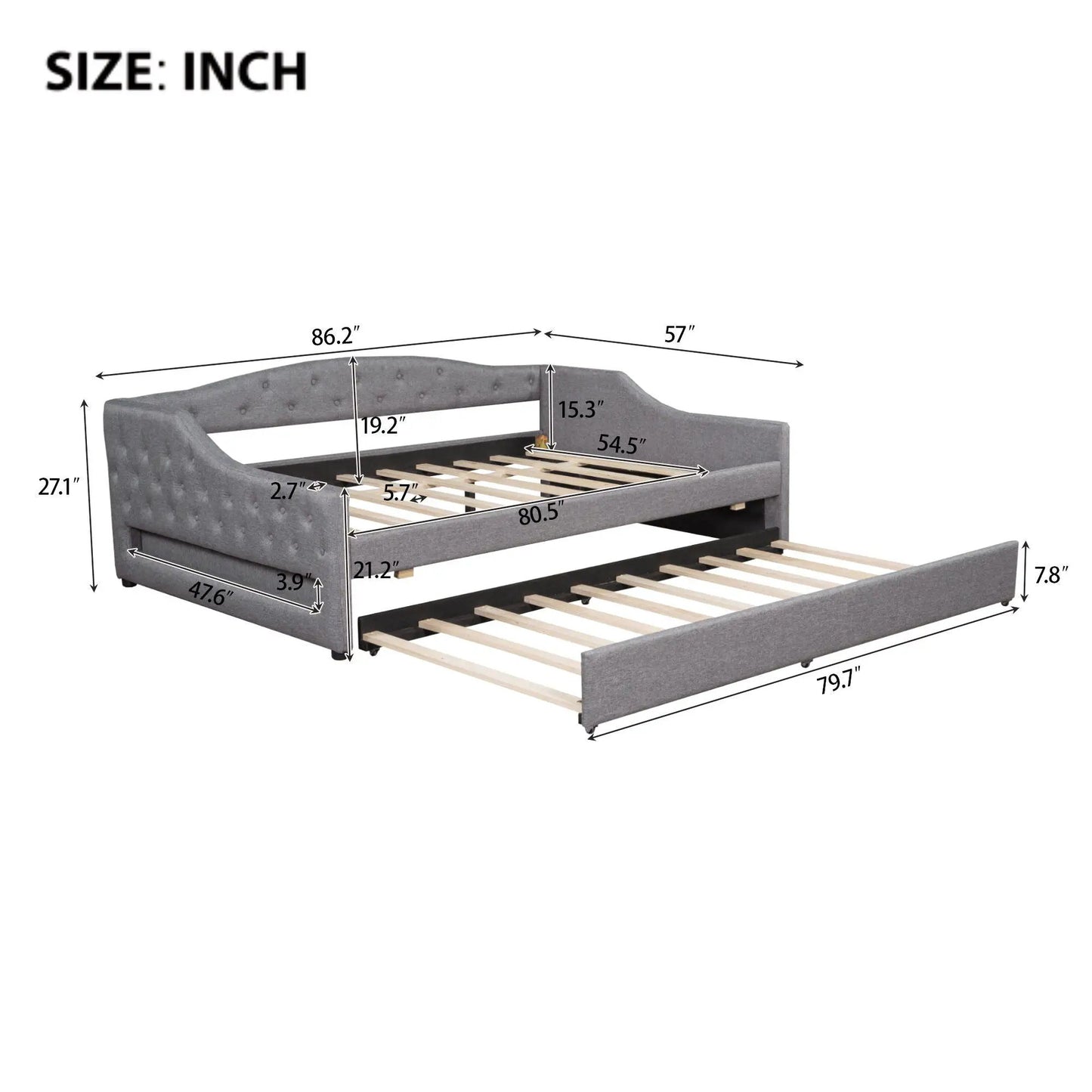 Daybed With LED Lighting and Upholstered Frame
