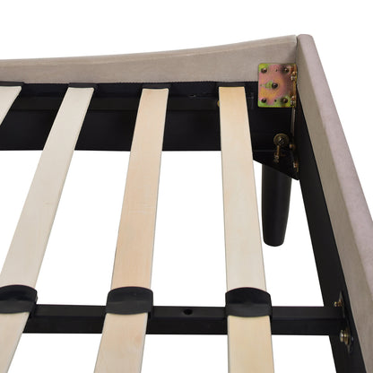 HouseOfZazla Aspen platform bed frame with wood slats and metal bracket hardware Mink Beige on Tampa Home & Garden Store