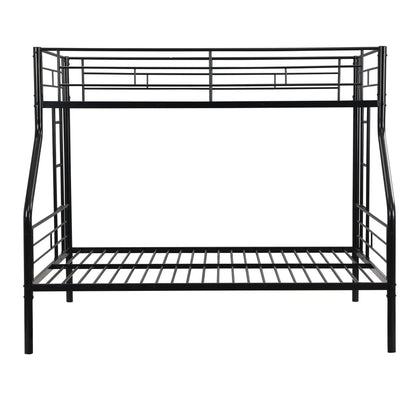 Modern black metal bunk bed frame with guard rails and ladder, slatted lower bed on Tampa Home & Garden Store