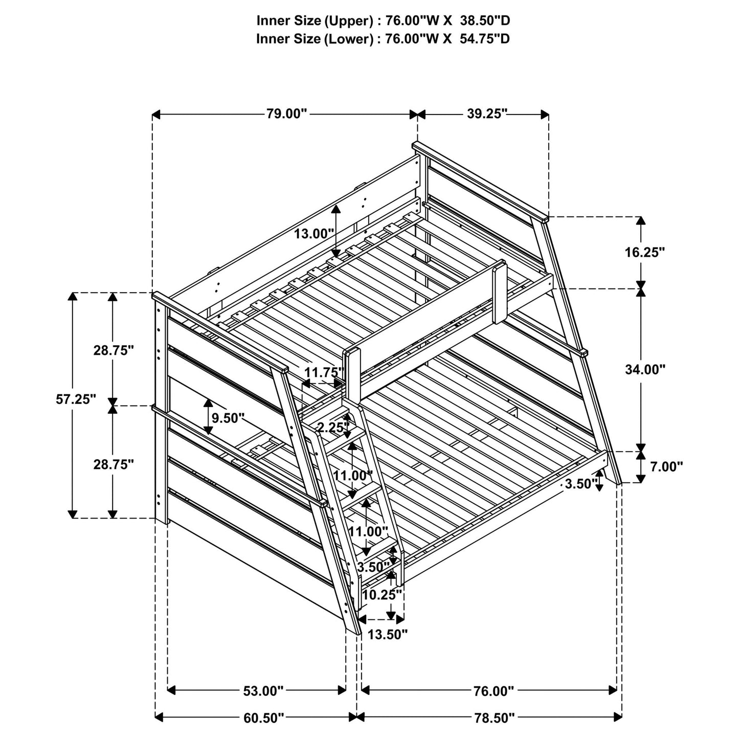 Reeder Rubberwood Bunk Bed and Reversible Ladder