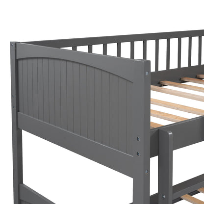 Bunk Bed With Loft And 2 Drawers, gray bunk with guard rails and ladder on Tampa Home & Garden Store