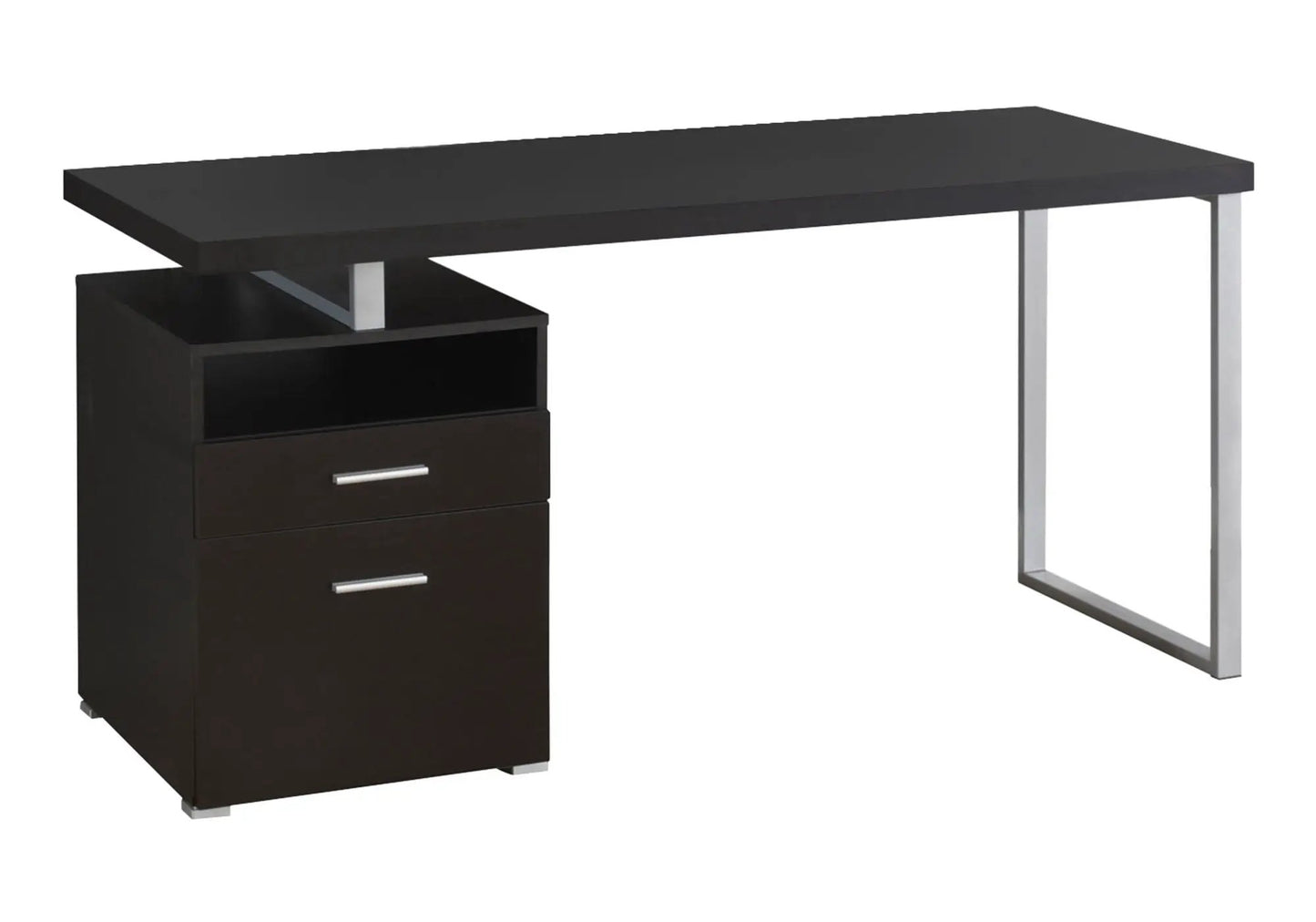 Computer desk for home office with left storage cabinet and metal legs, black finish on Tampa Home & Garden Store