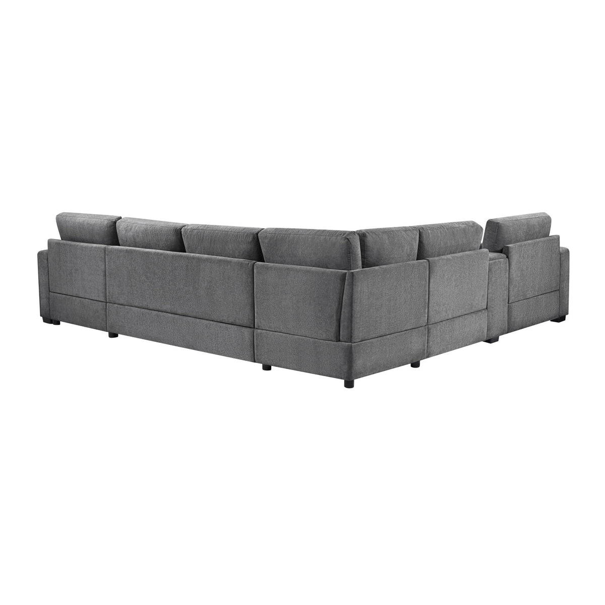 HouseOfZazla gray modular 5-seat U-shaped sectional sofa with built-in cup holders and storage on Tampa Home & Garden Store